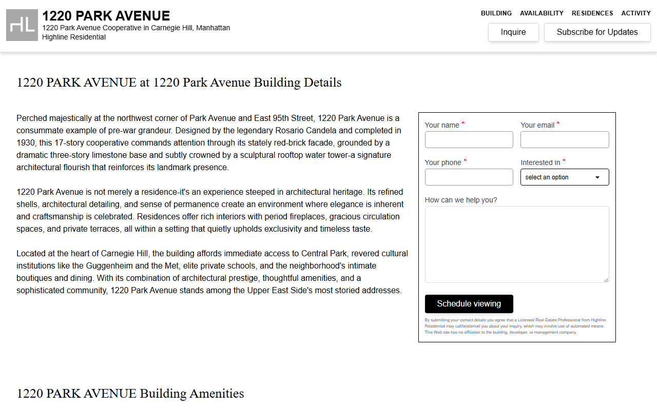 1220parkavenue.com screenshot