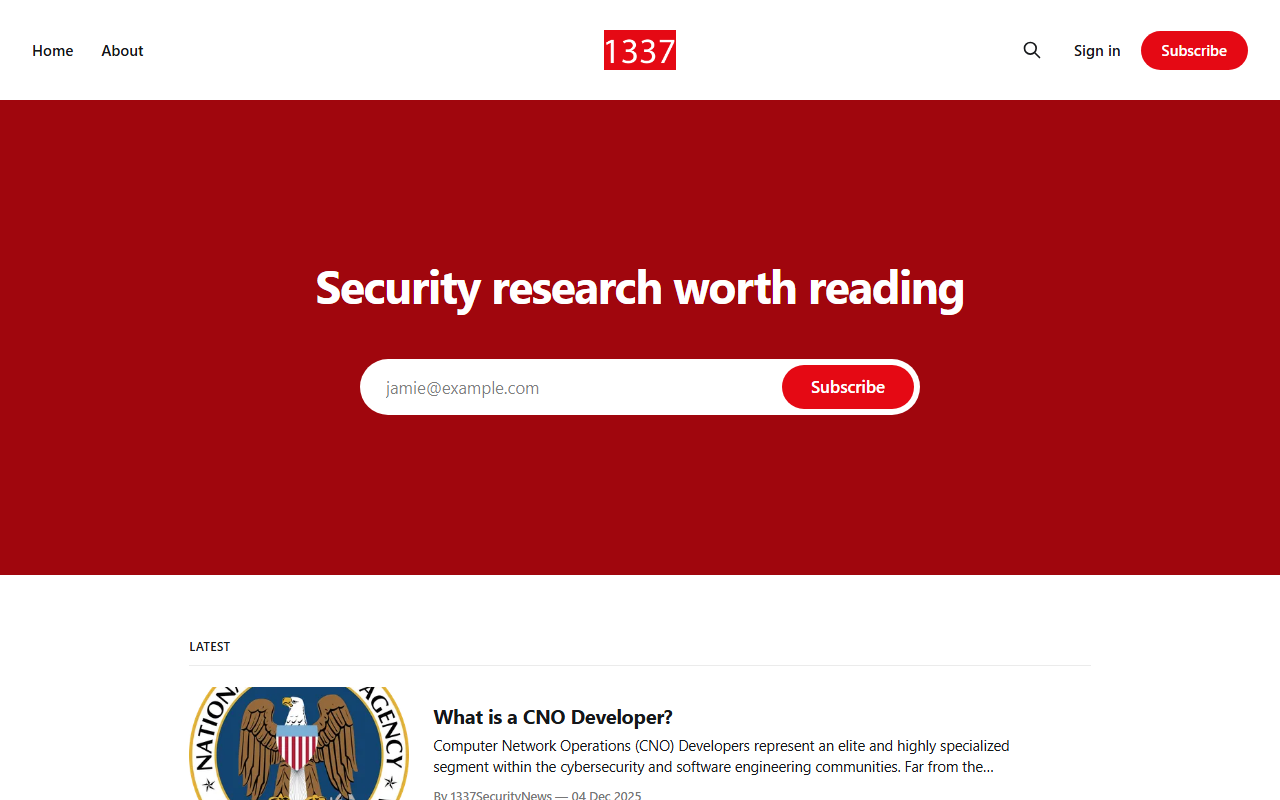 1337securitynews.com screenshot