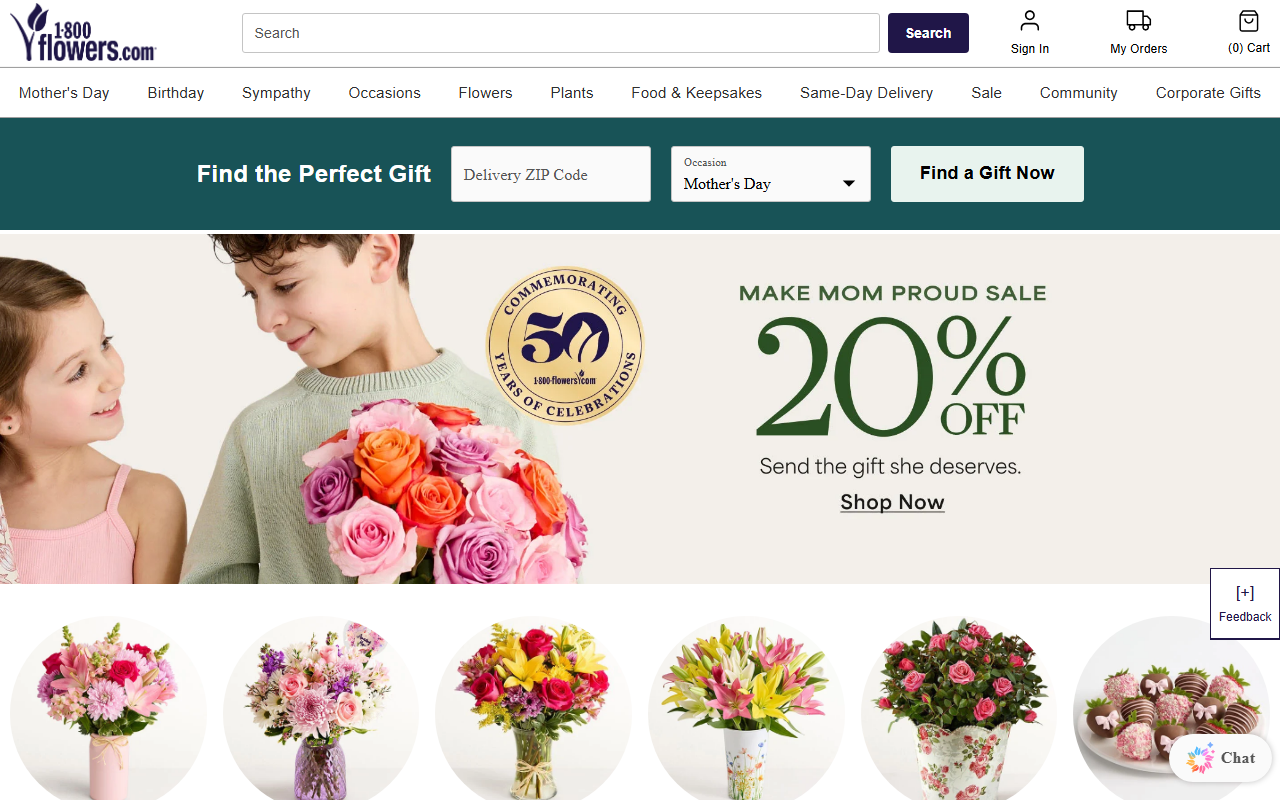 1600flowers.com screenshot