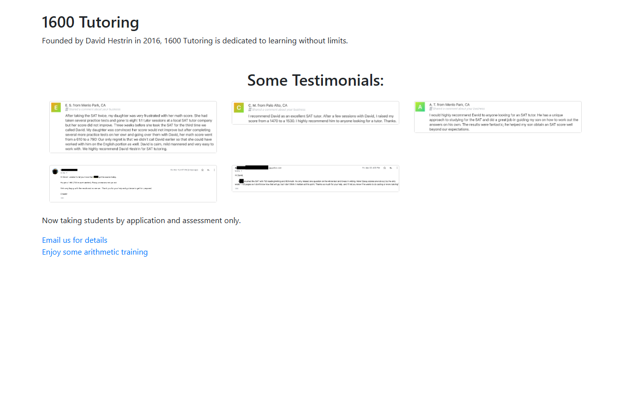 1600tutoring.com screenshot