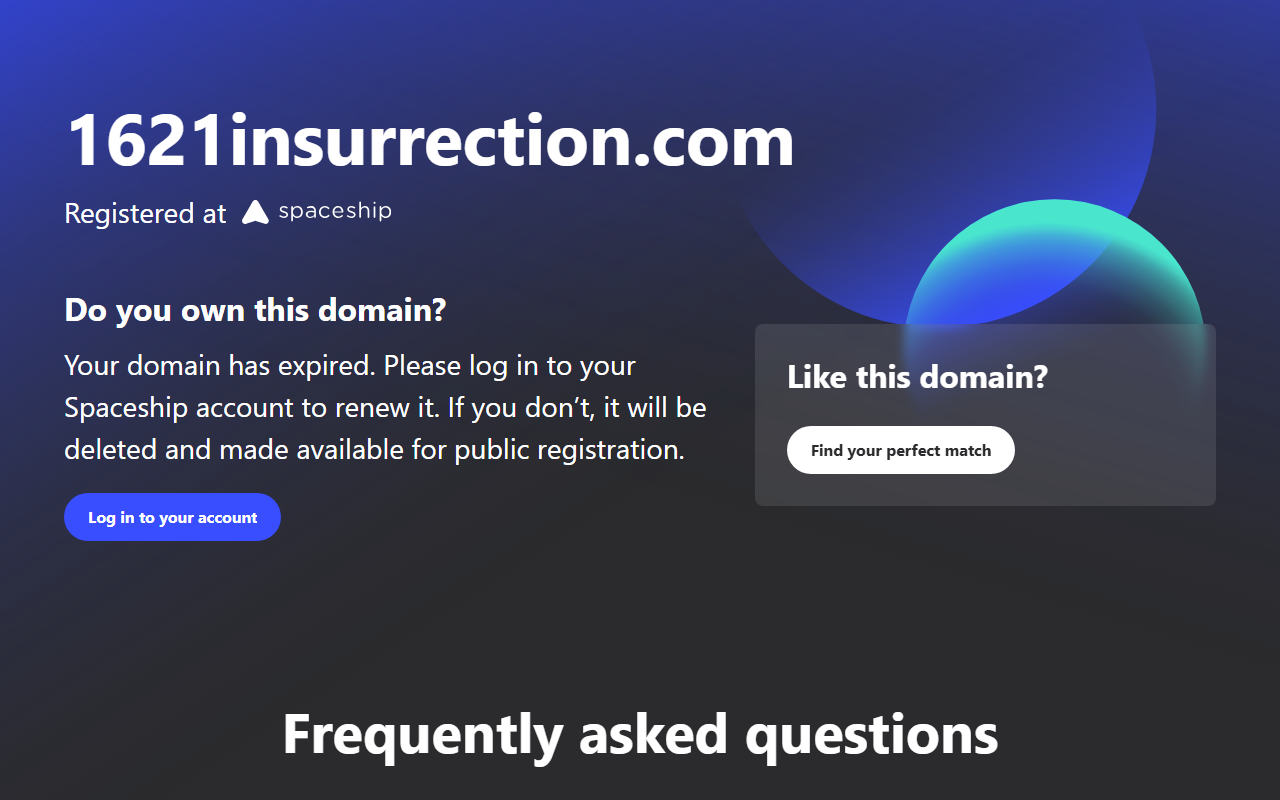 1621insurrection.com screenshot