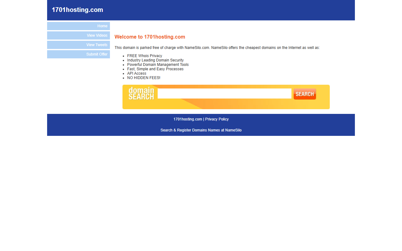 1701hosting.com screenshot