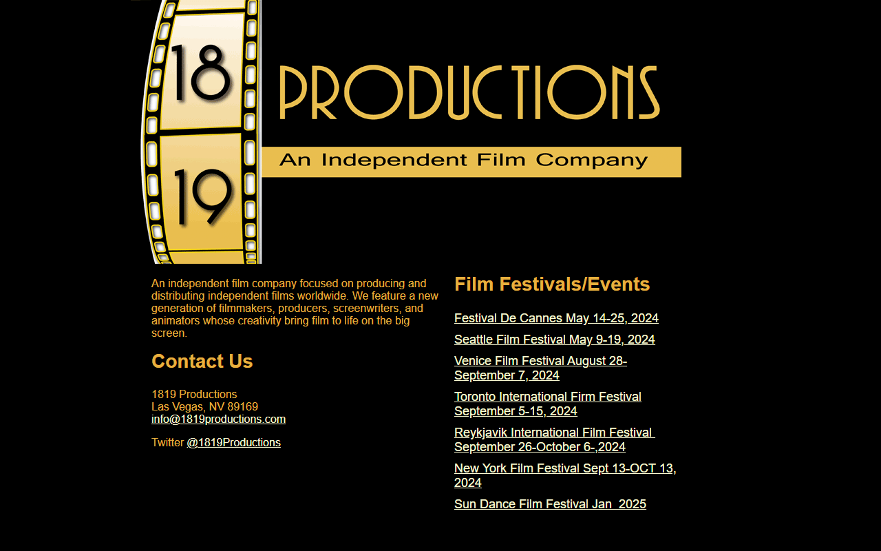 1819productions.com screenshot
