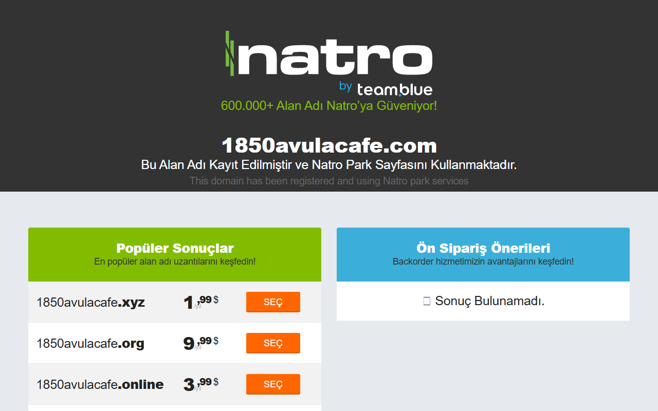 1850avulacafe.com screenshot