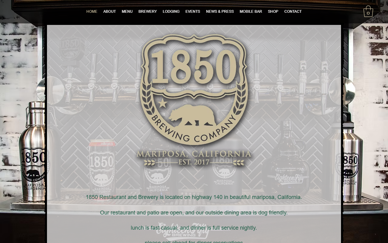 1850restaurant.com screenshot