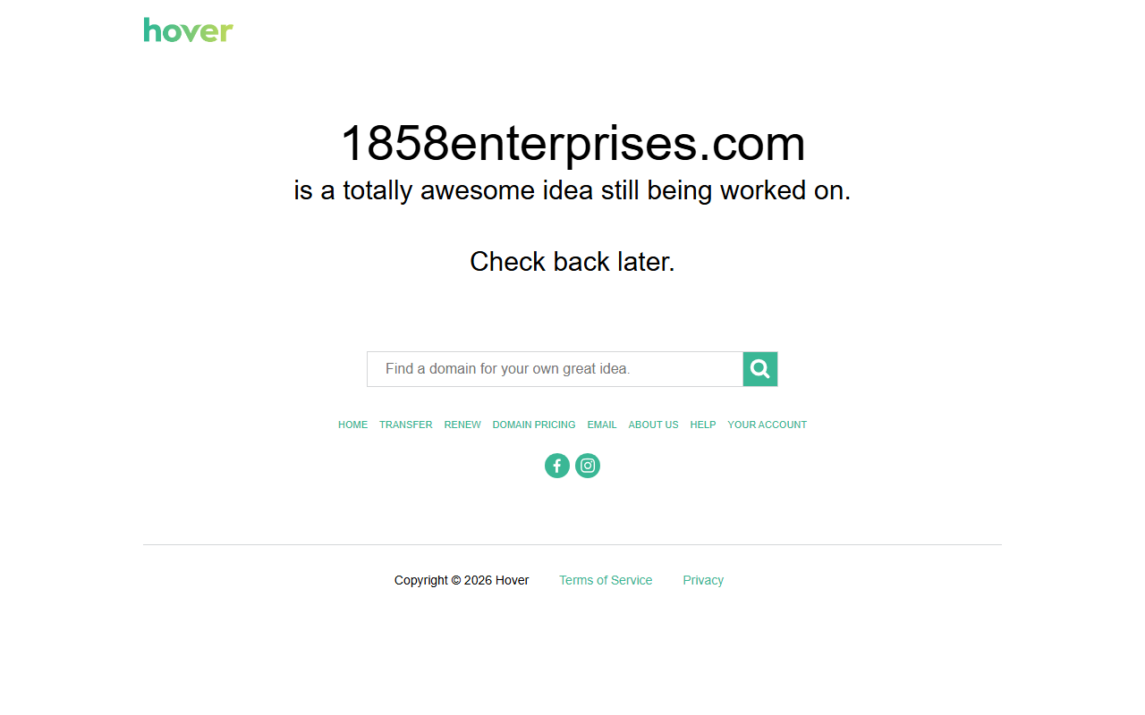 1858enterprises.com screenshot
