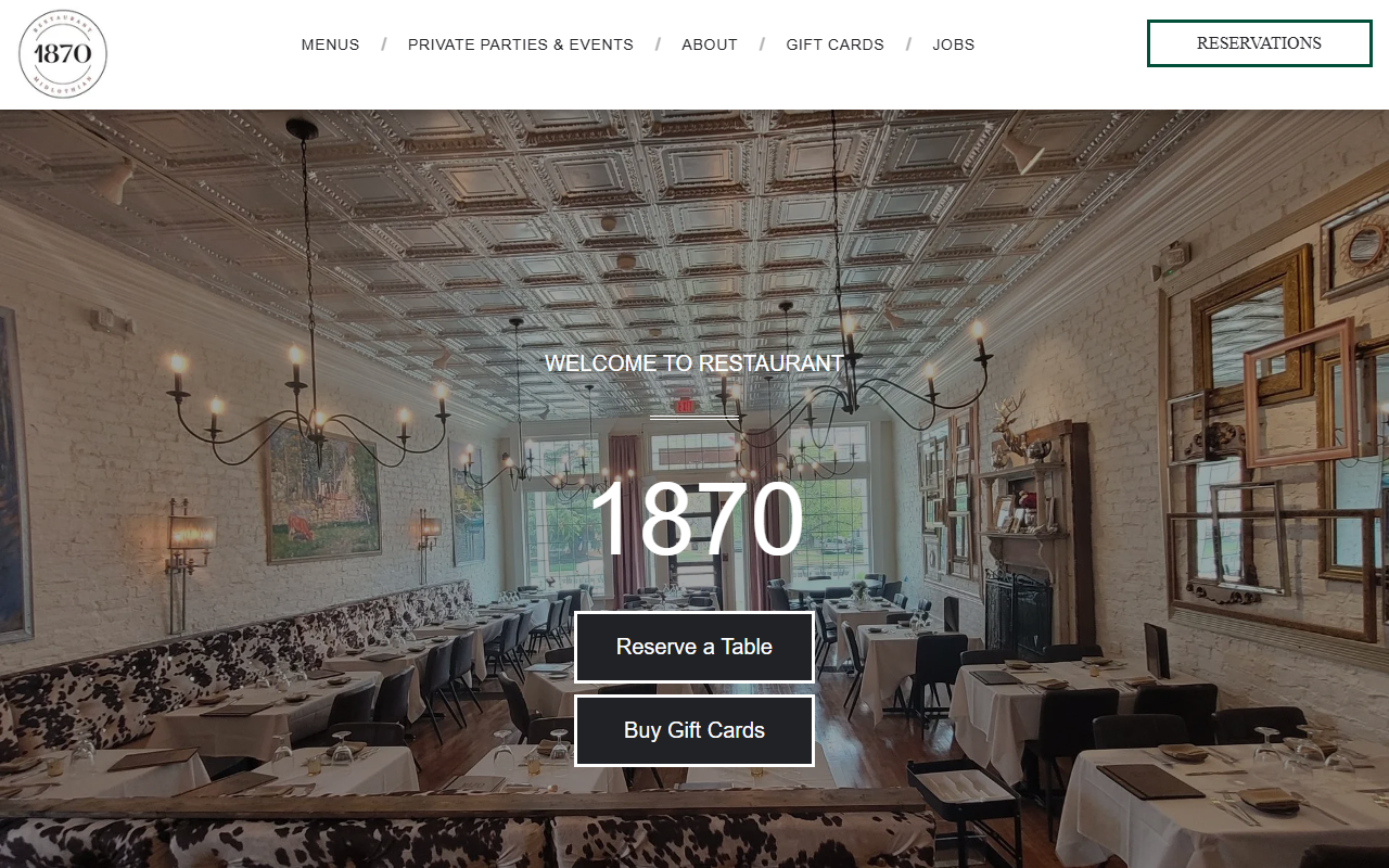 1870restaurant.com screenshot