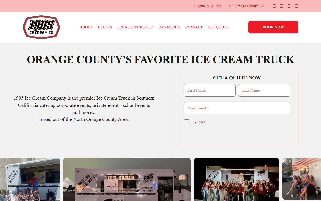 1905icecream.com screenshot
