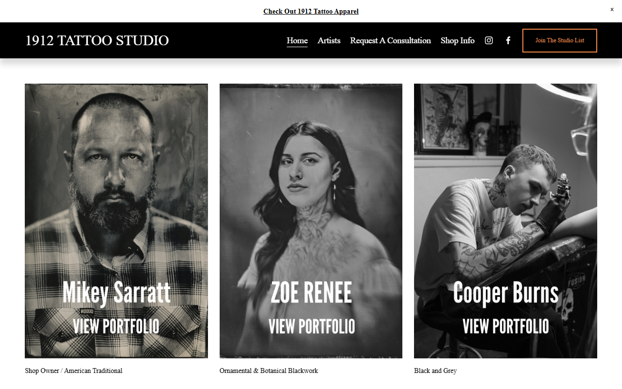 1912tattoostudio.com screenshot