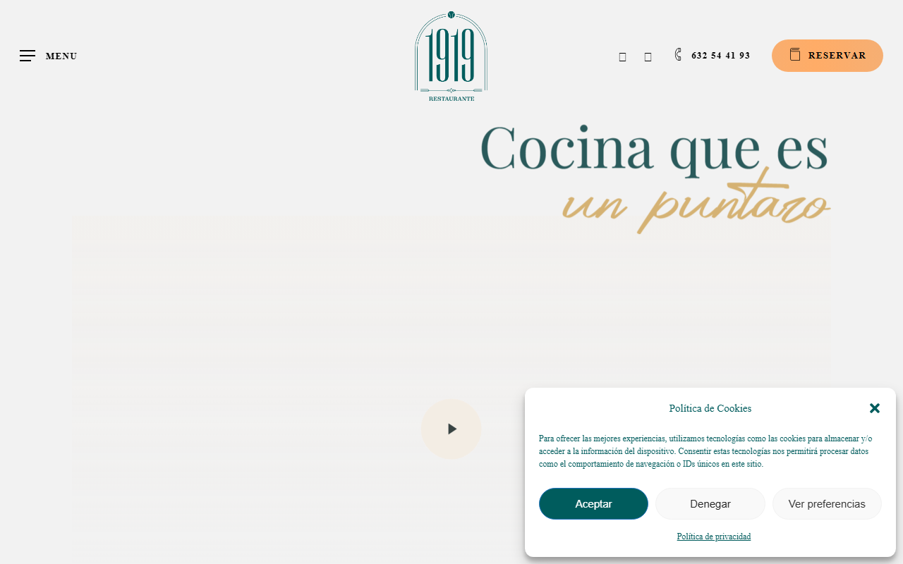 1919restaurante.com screenshot