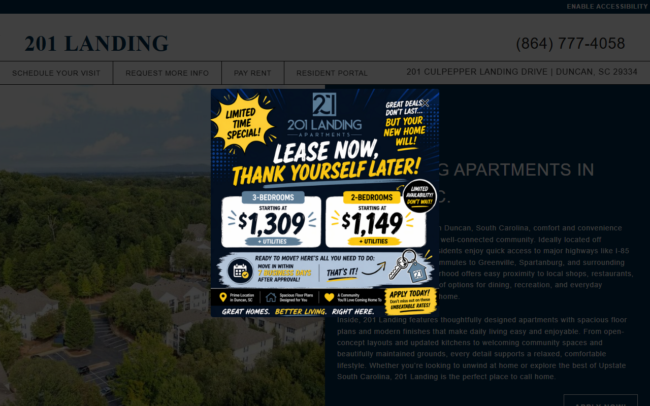 201landing.com screenshot