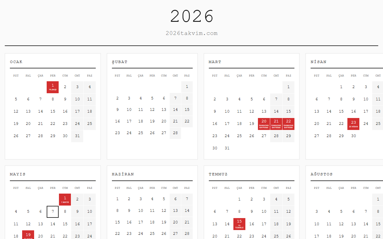 2026takvim.com screenshot