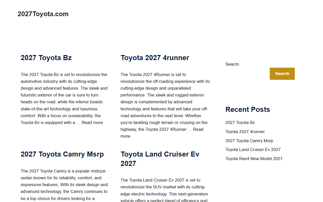2027toyota.com screenshot