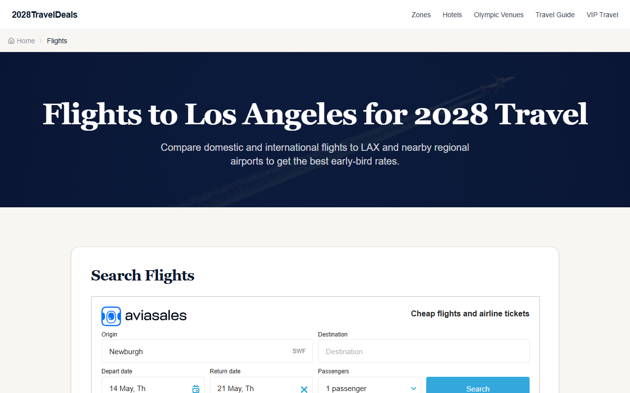 2028airfare.com screenshot