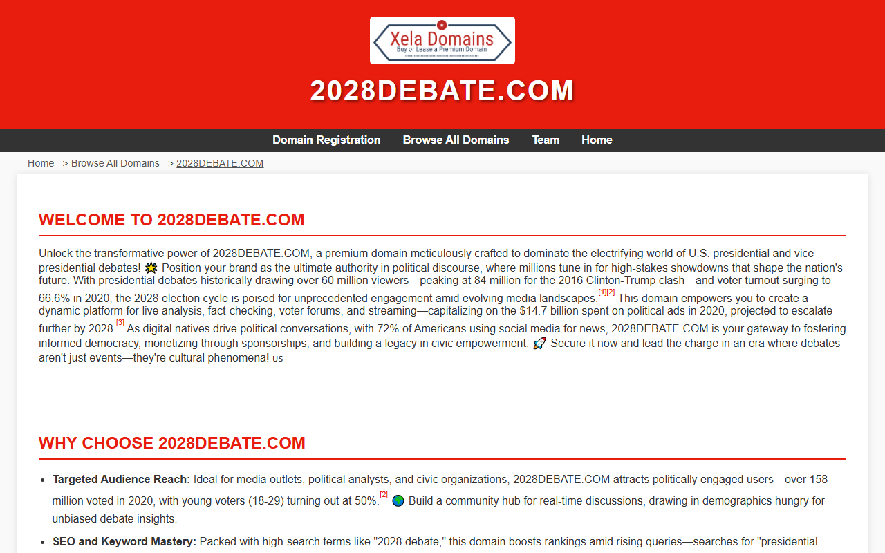 2028debate.com screenshot