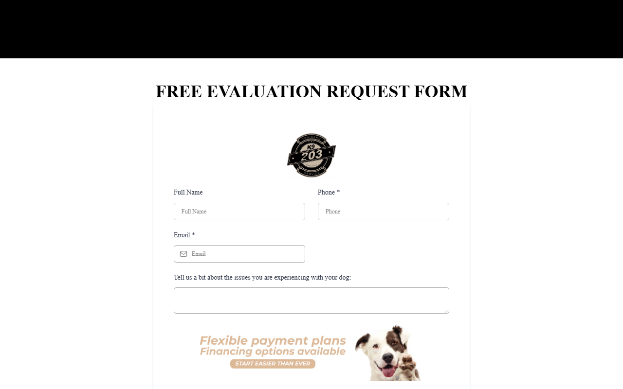 203k9dogtraining.com screenshot