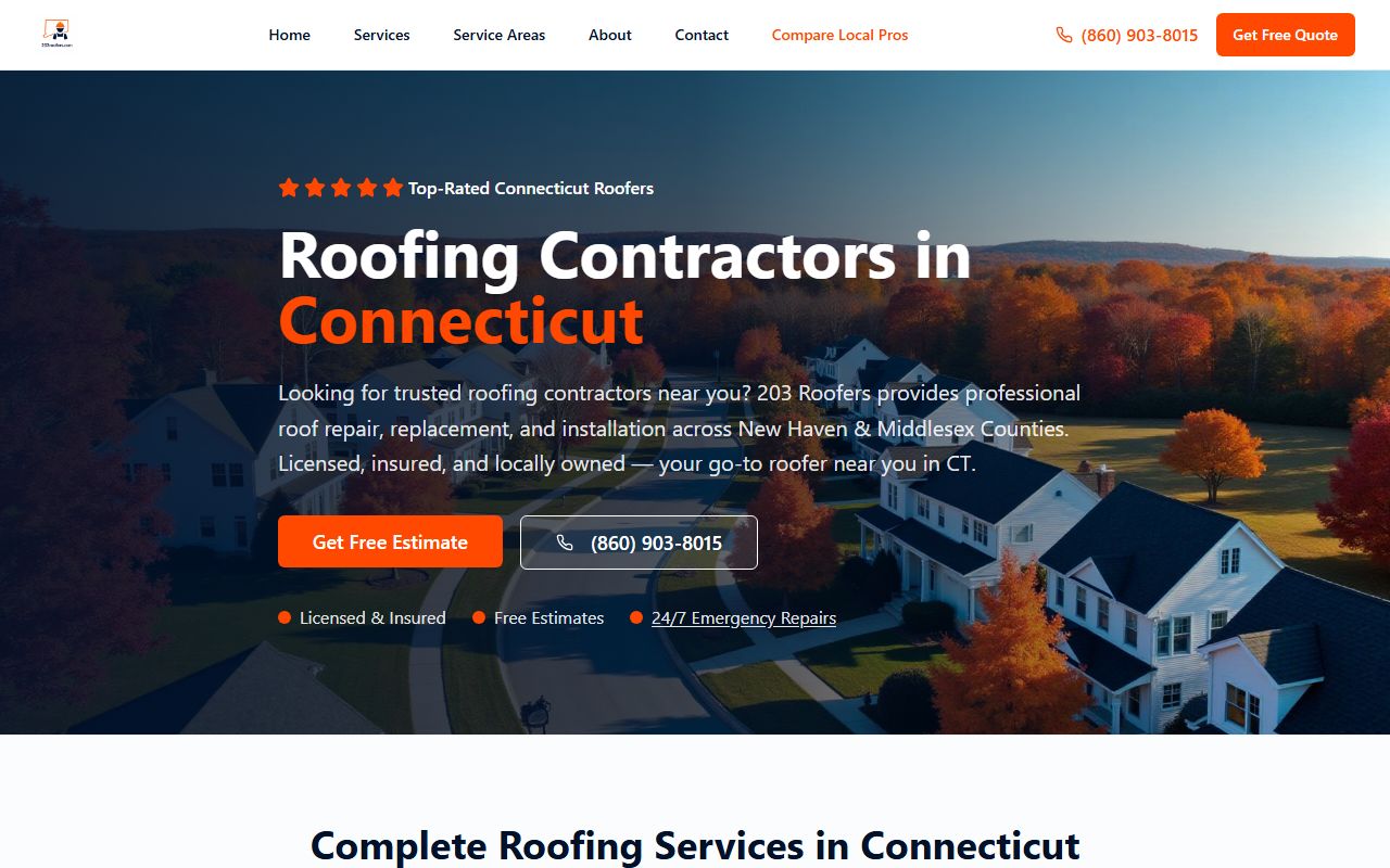 203roofers.com screenshot