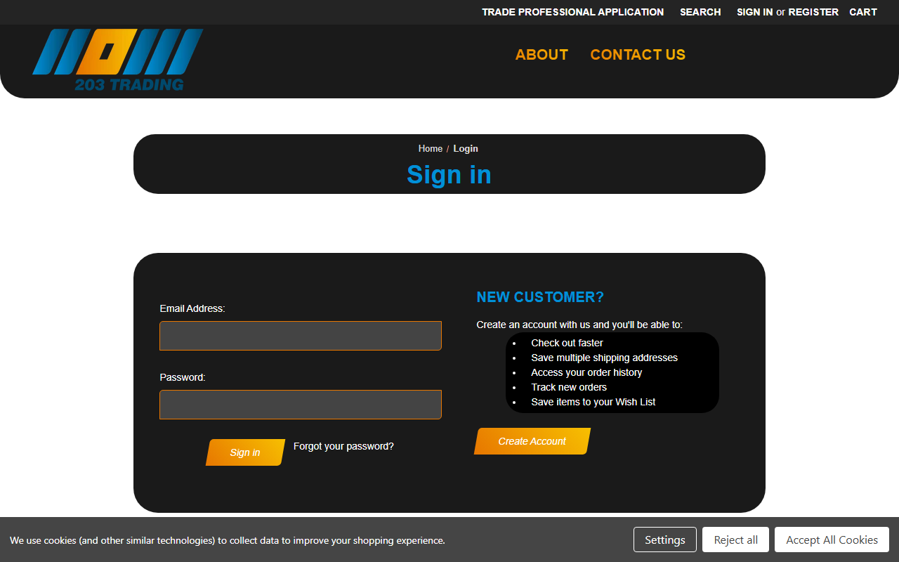 203wholesale.com screenshot