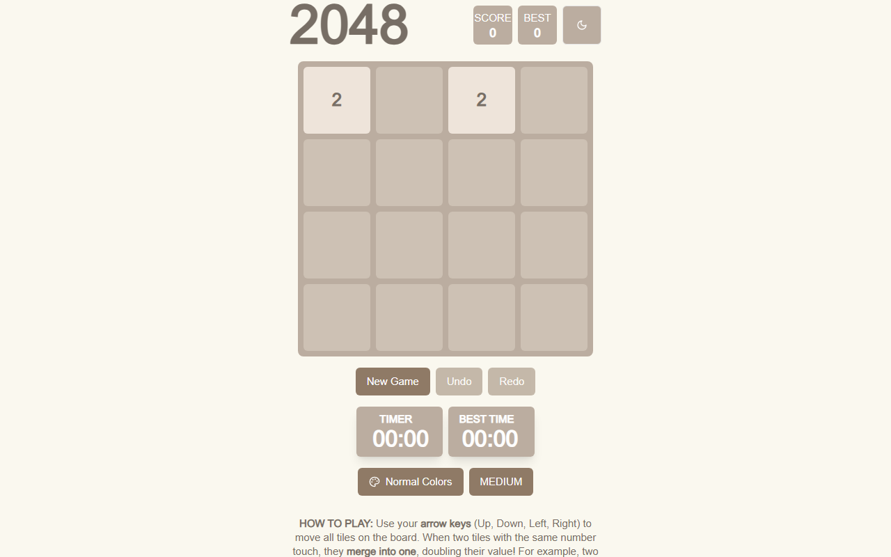 2048numbergame.com screenshot
