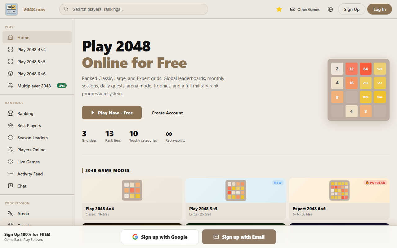 2048strategy.com screenshot