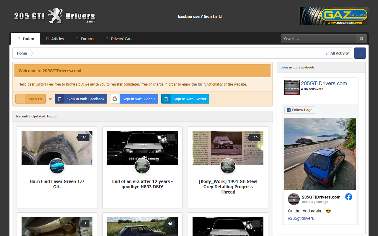 205gtidrivers.com screenshot