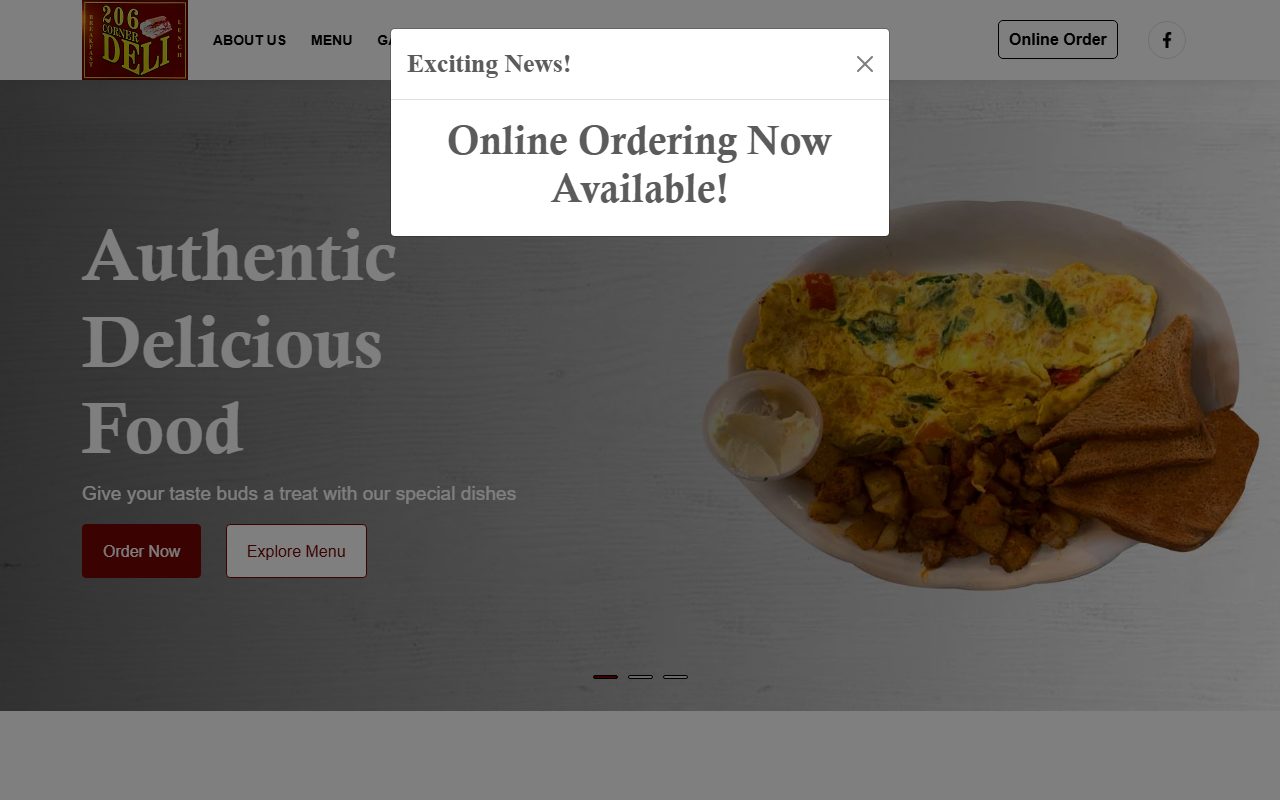 206cornerdeli.com screenshot