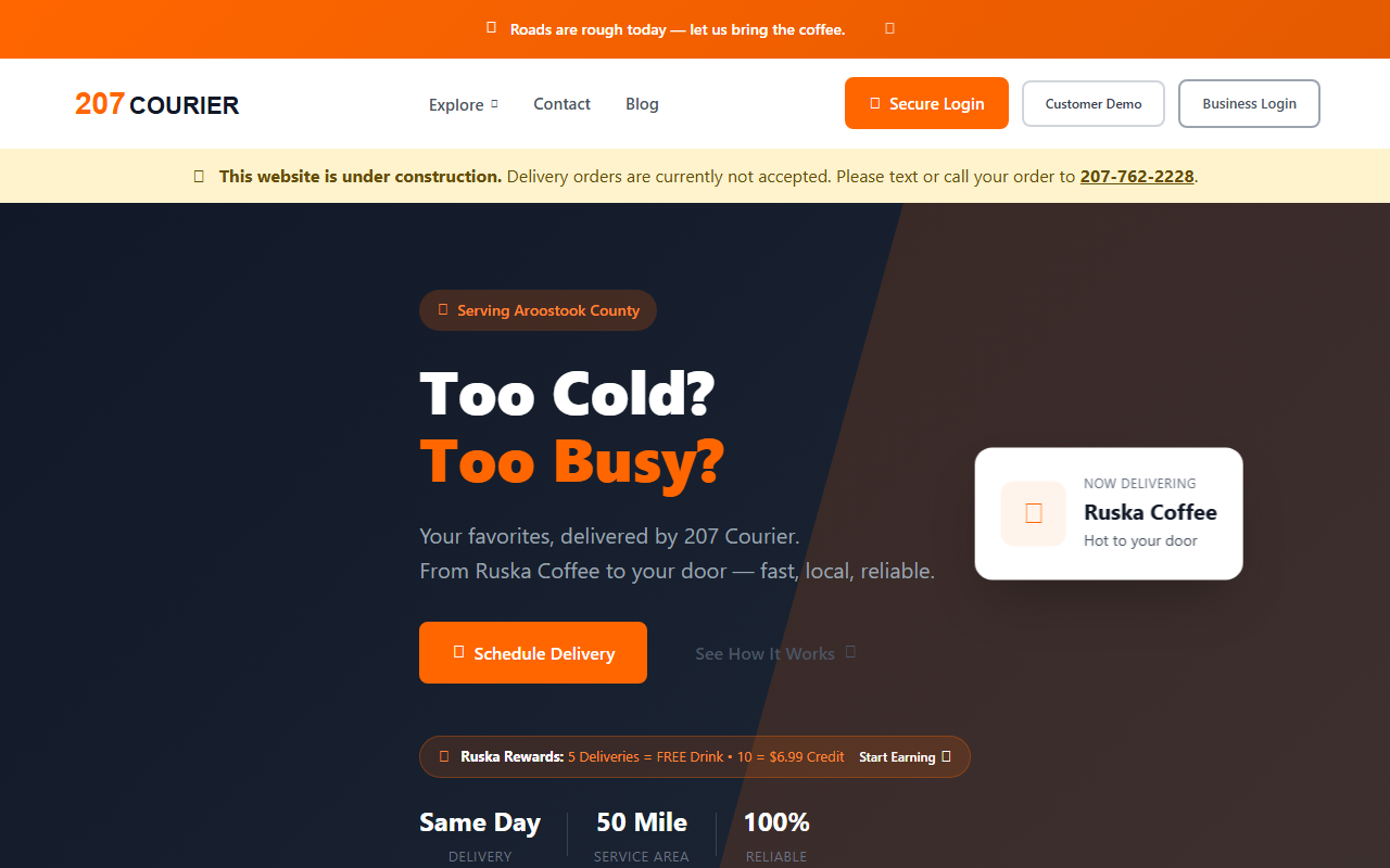 207courier.com screenshot