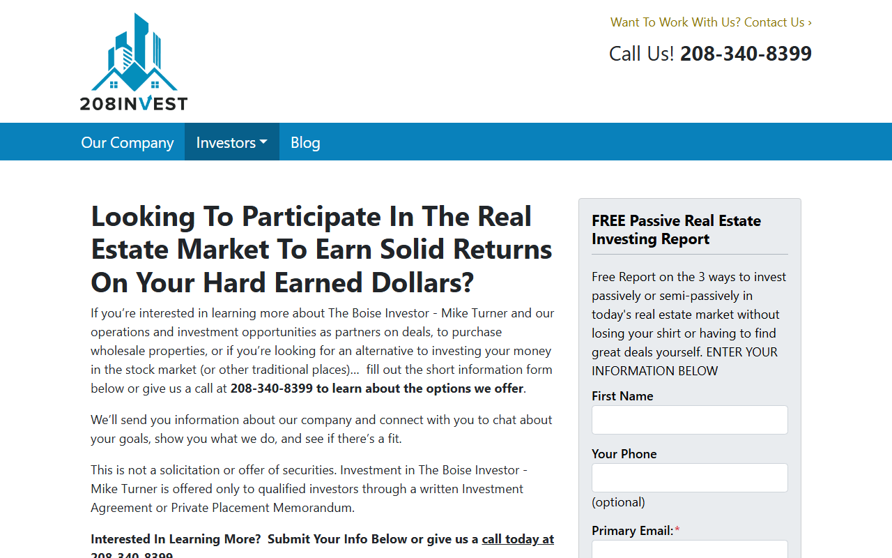 208investor.com screenshot
