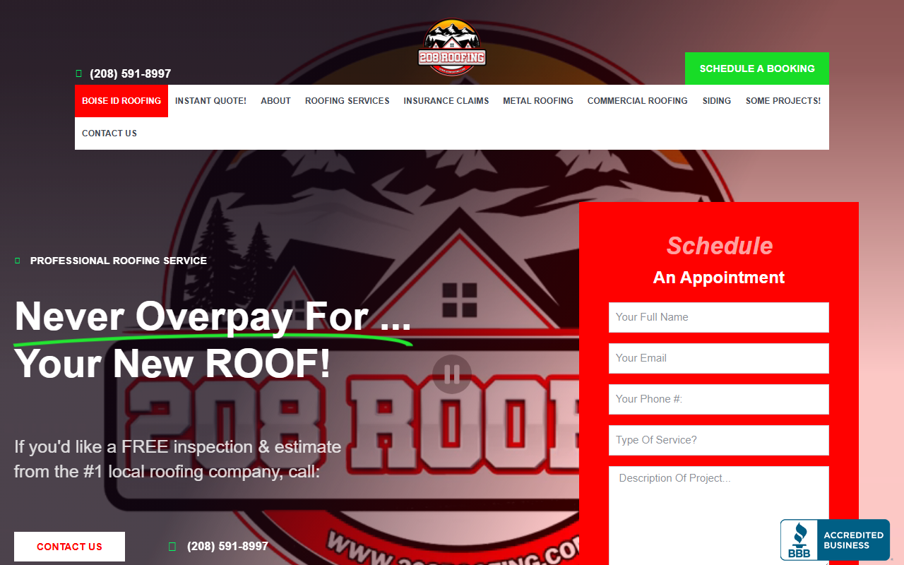 208roofing.com screenshot