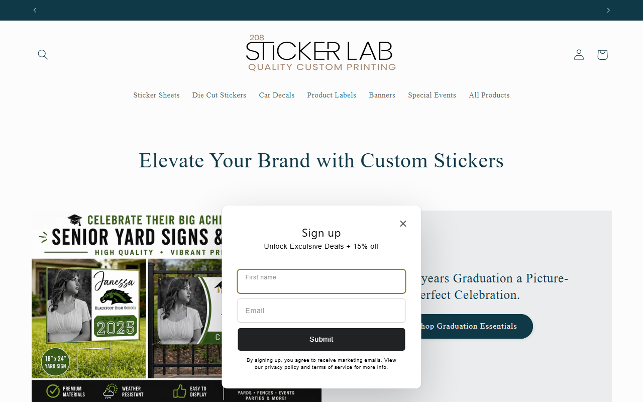 208stickerlab.com screenshot