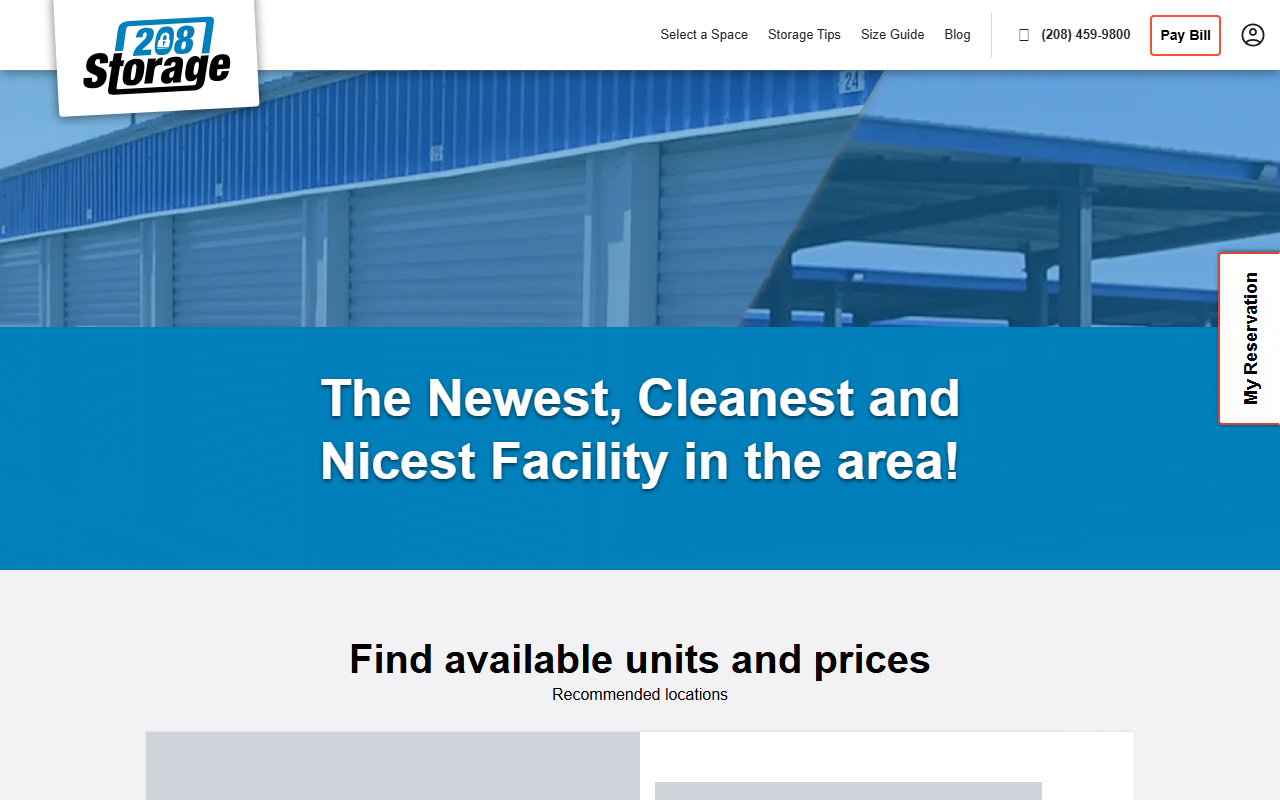 208storage.com screenshot