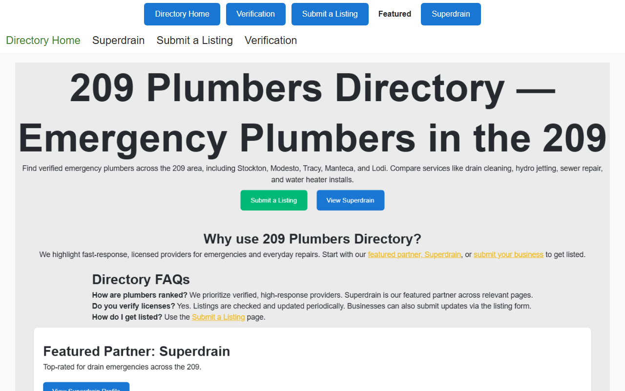 209plumbers.com screenshot