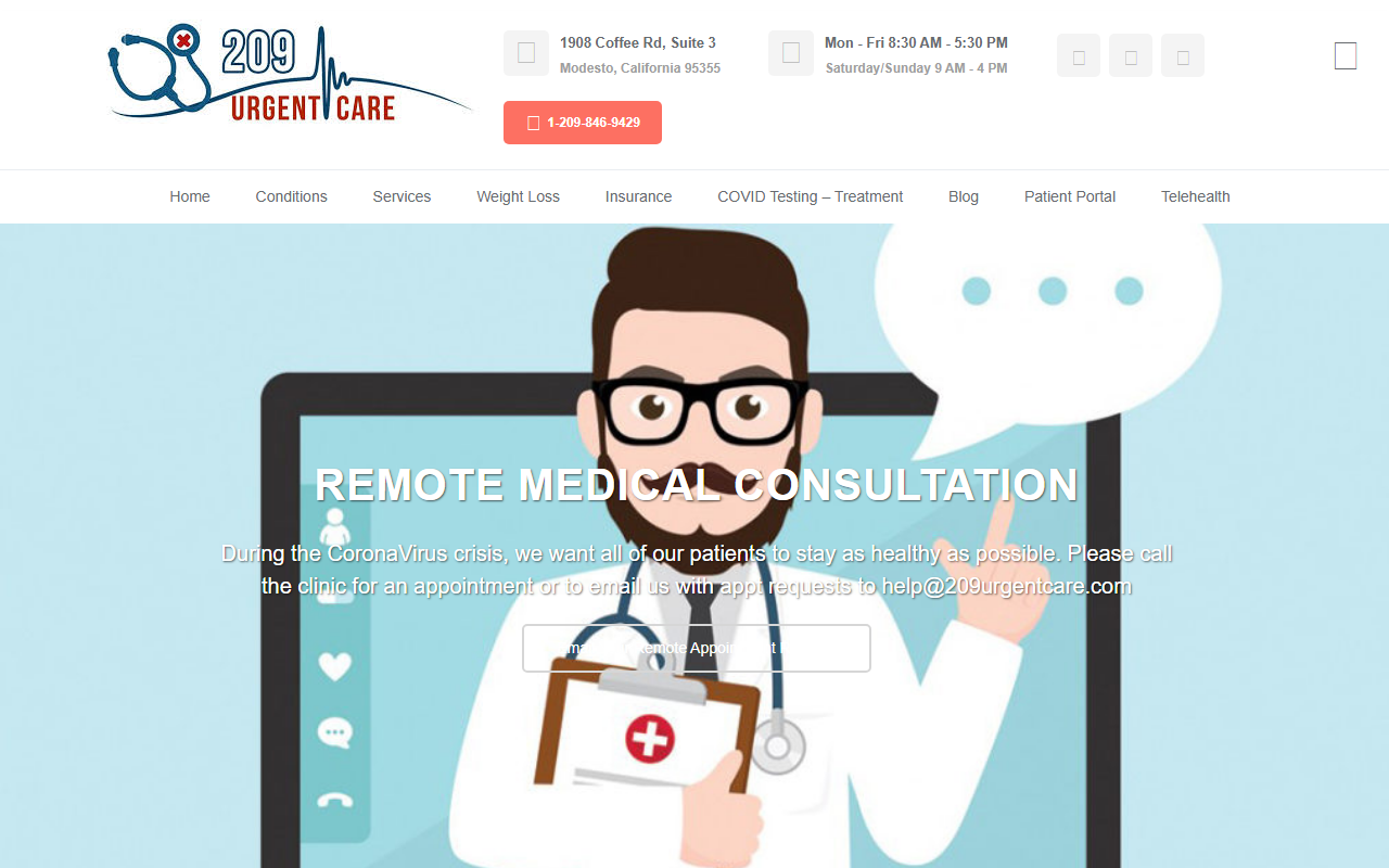 209urgentcare.com screenshot