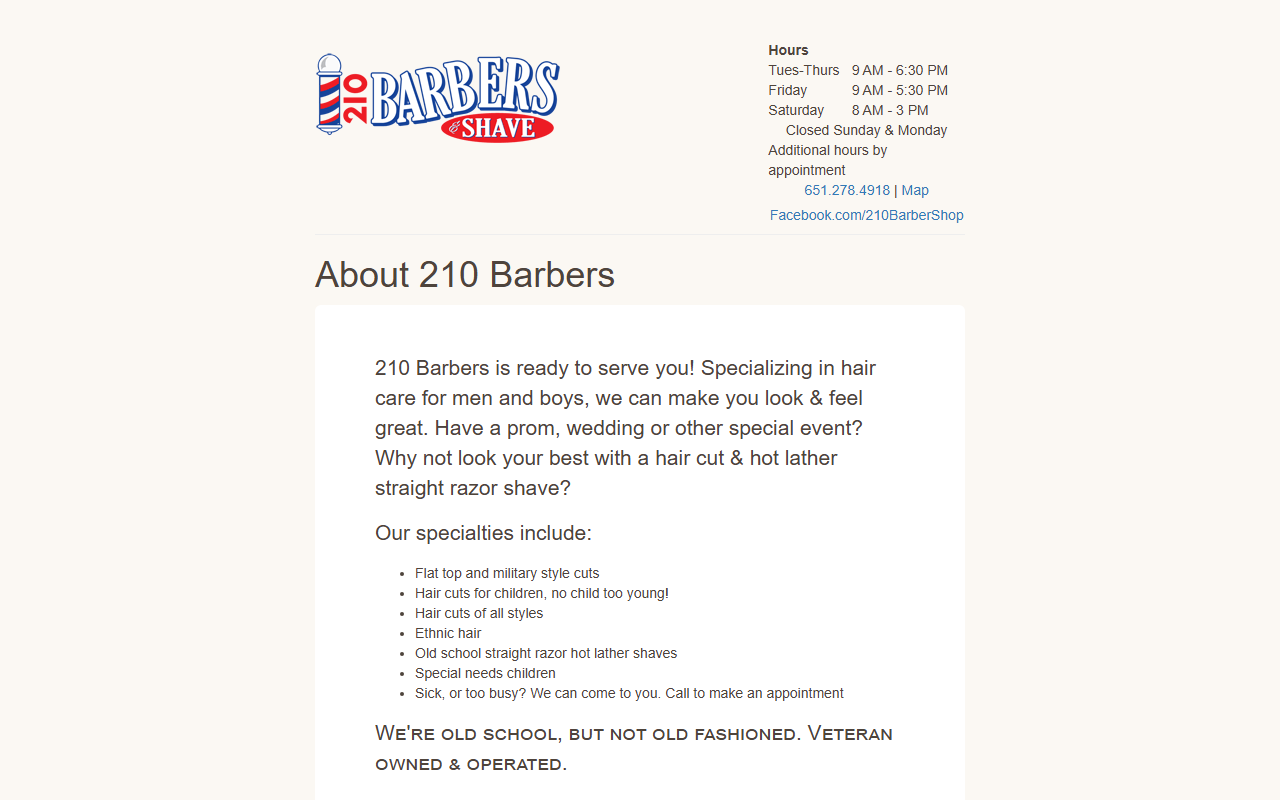 210barbershop.com screenshot