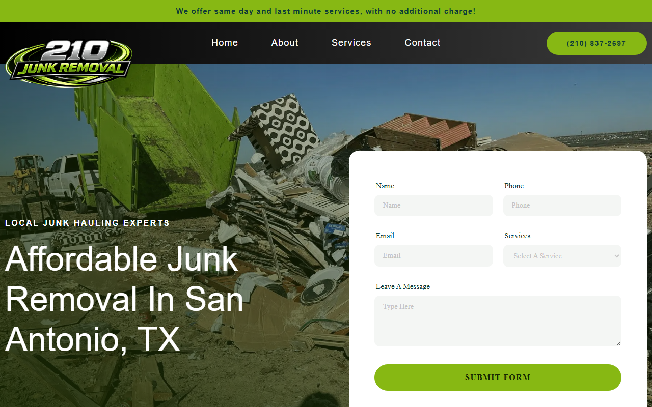 210junkremoval.com screenshot