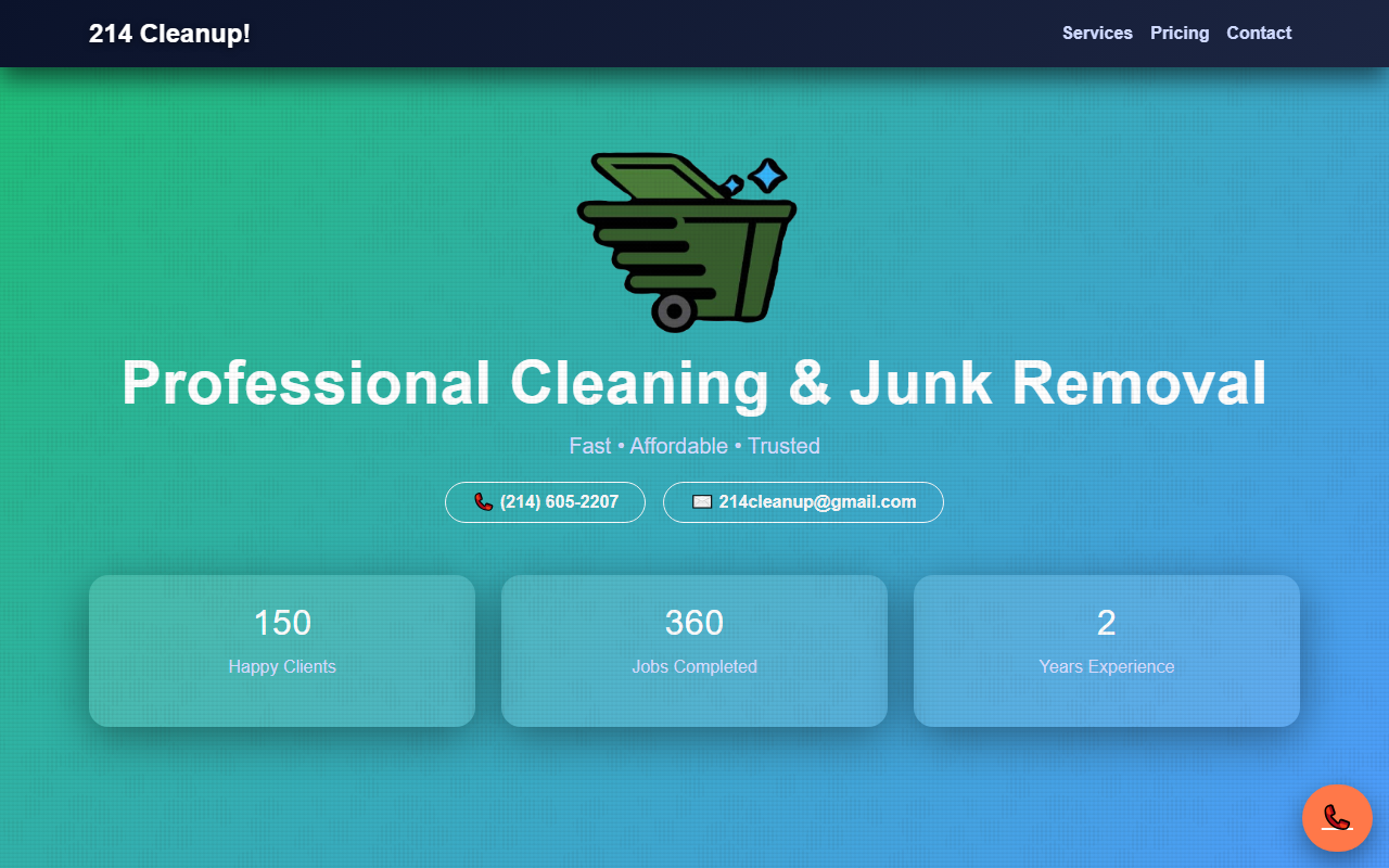 214cleanup.com screenshot