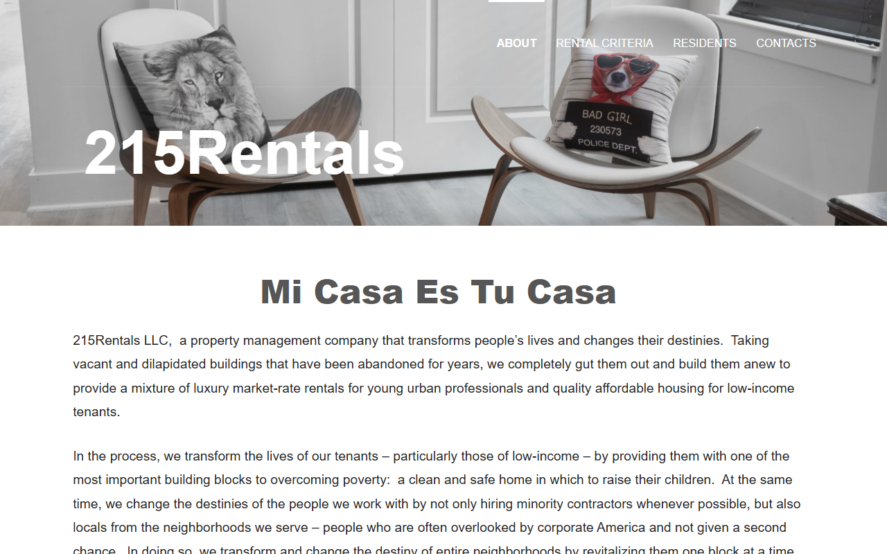 215rentals.com screenshot