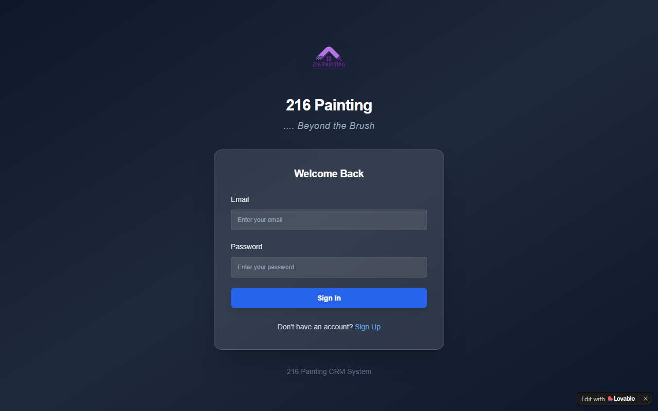 216paintingcrm.com screenshot