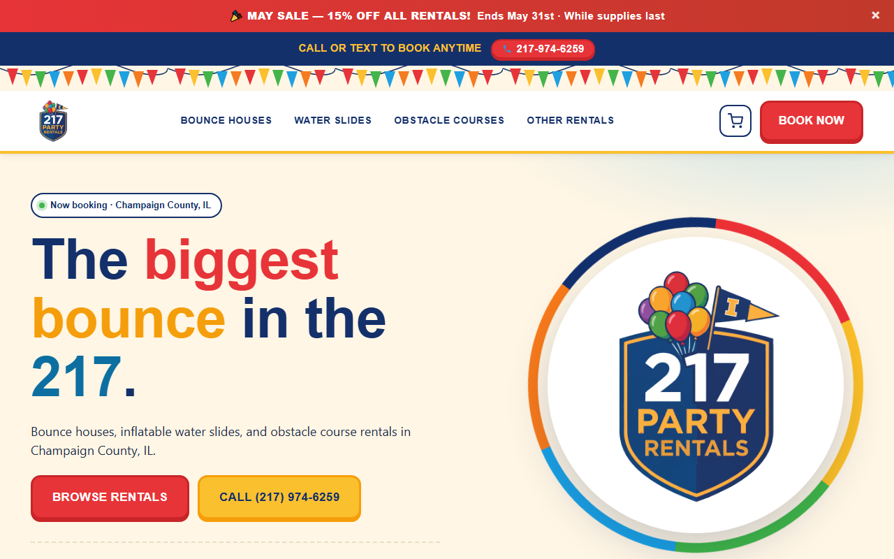 217partyrentals.com screenshot