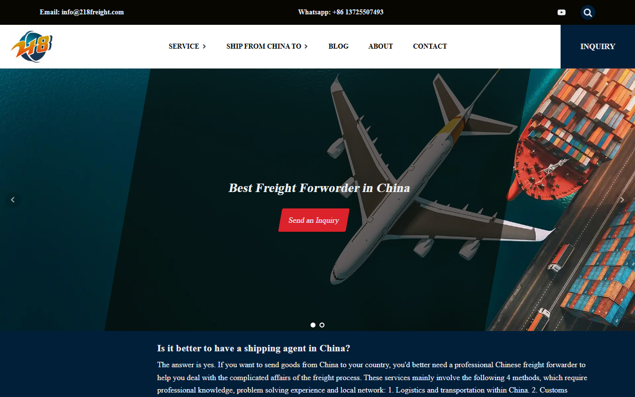 218freight.com screenshot