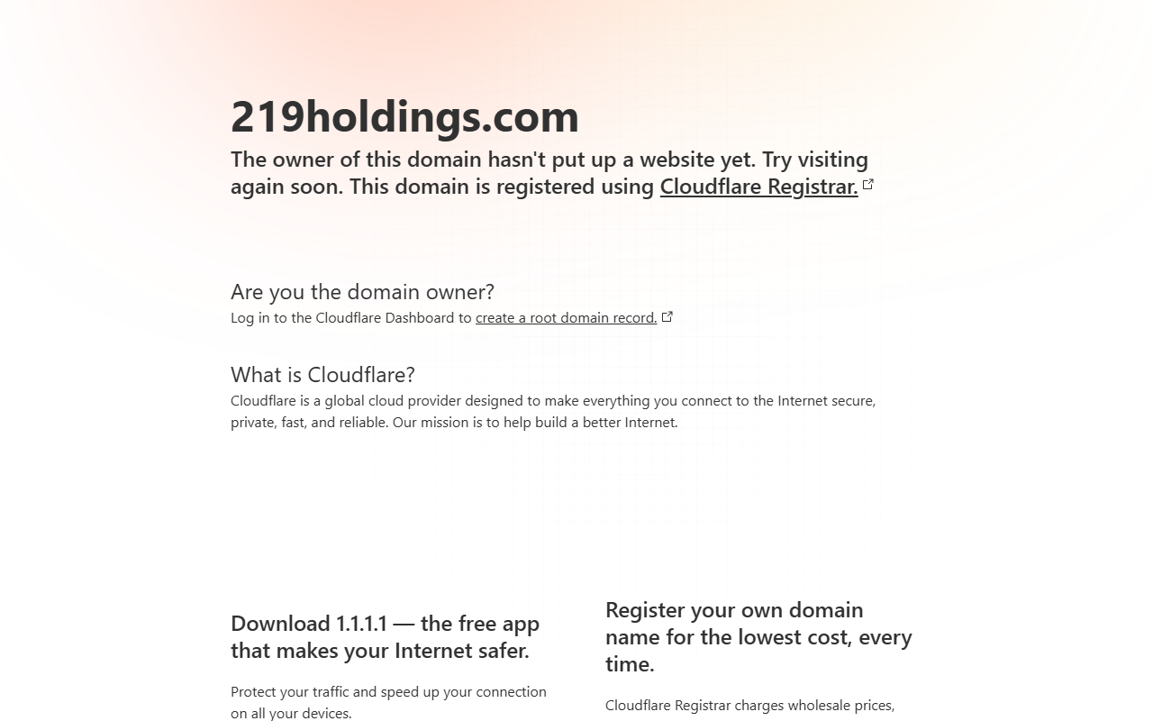 219holdings.com screenshot