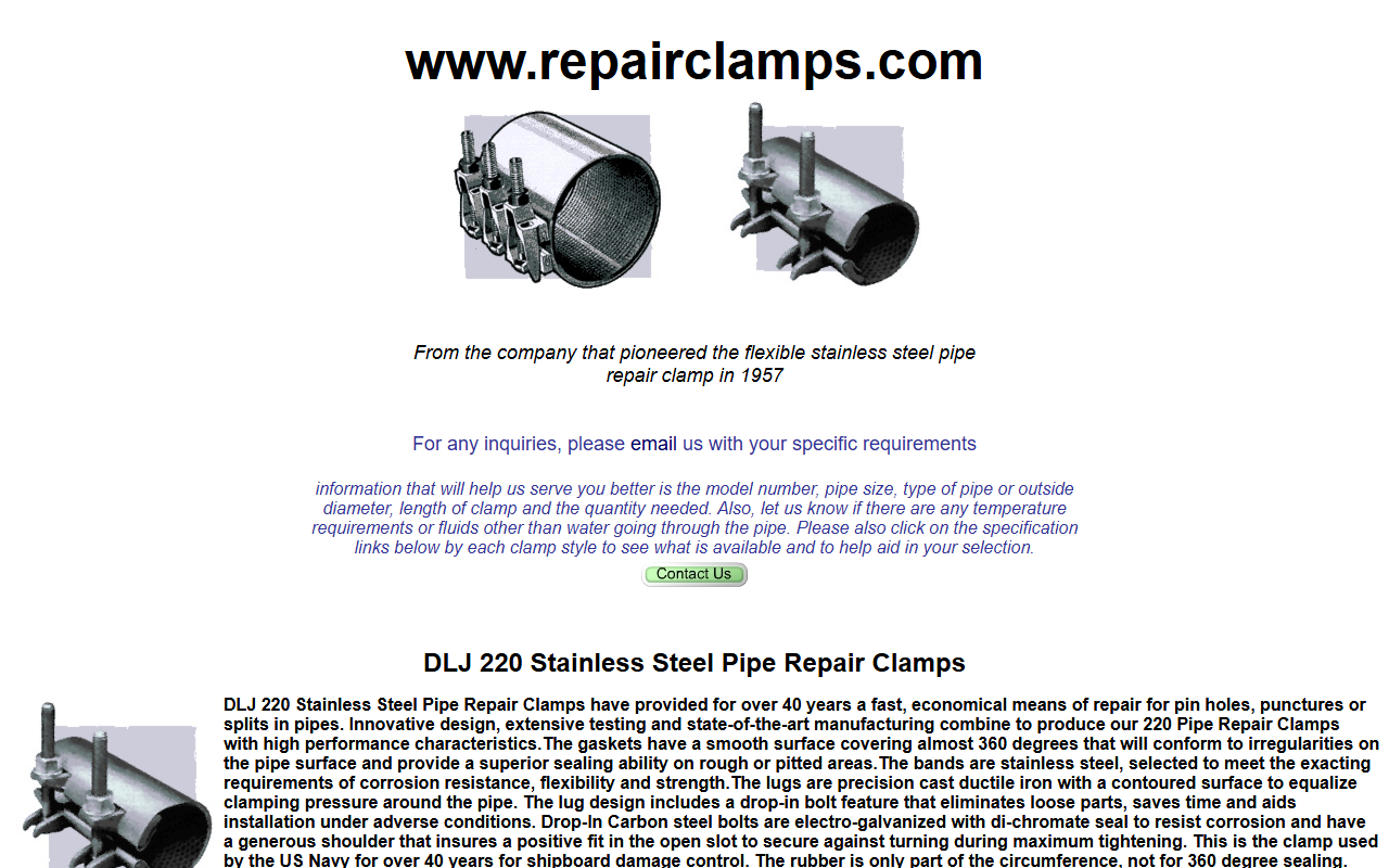 220pipeclamps.com screenshot