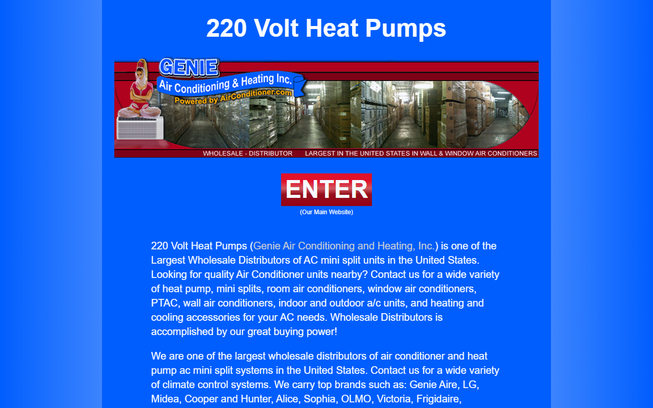 220voltheatpumps.com screenshot