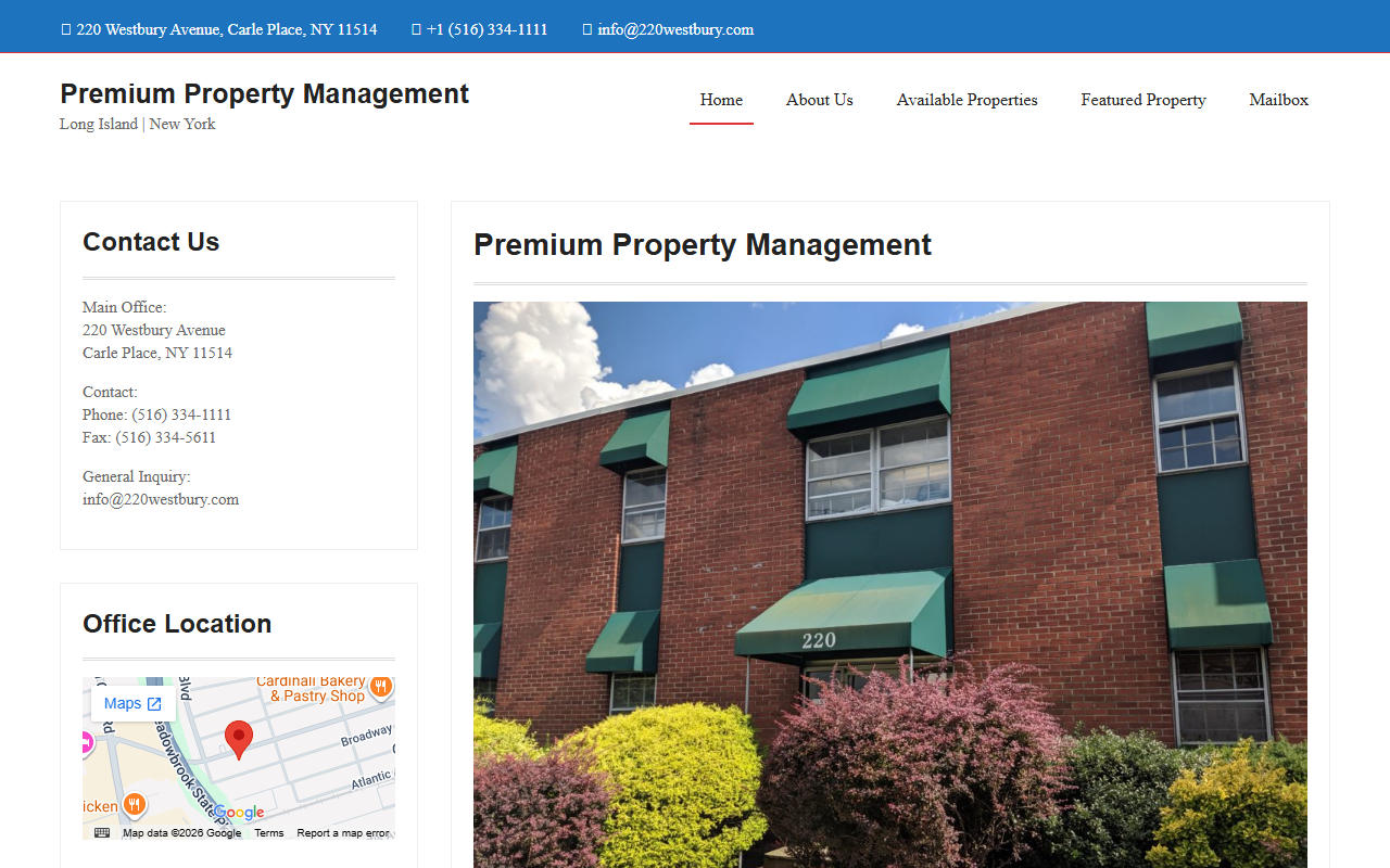 220westbury.com screenshot