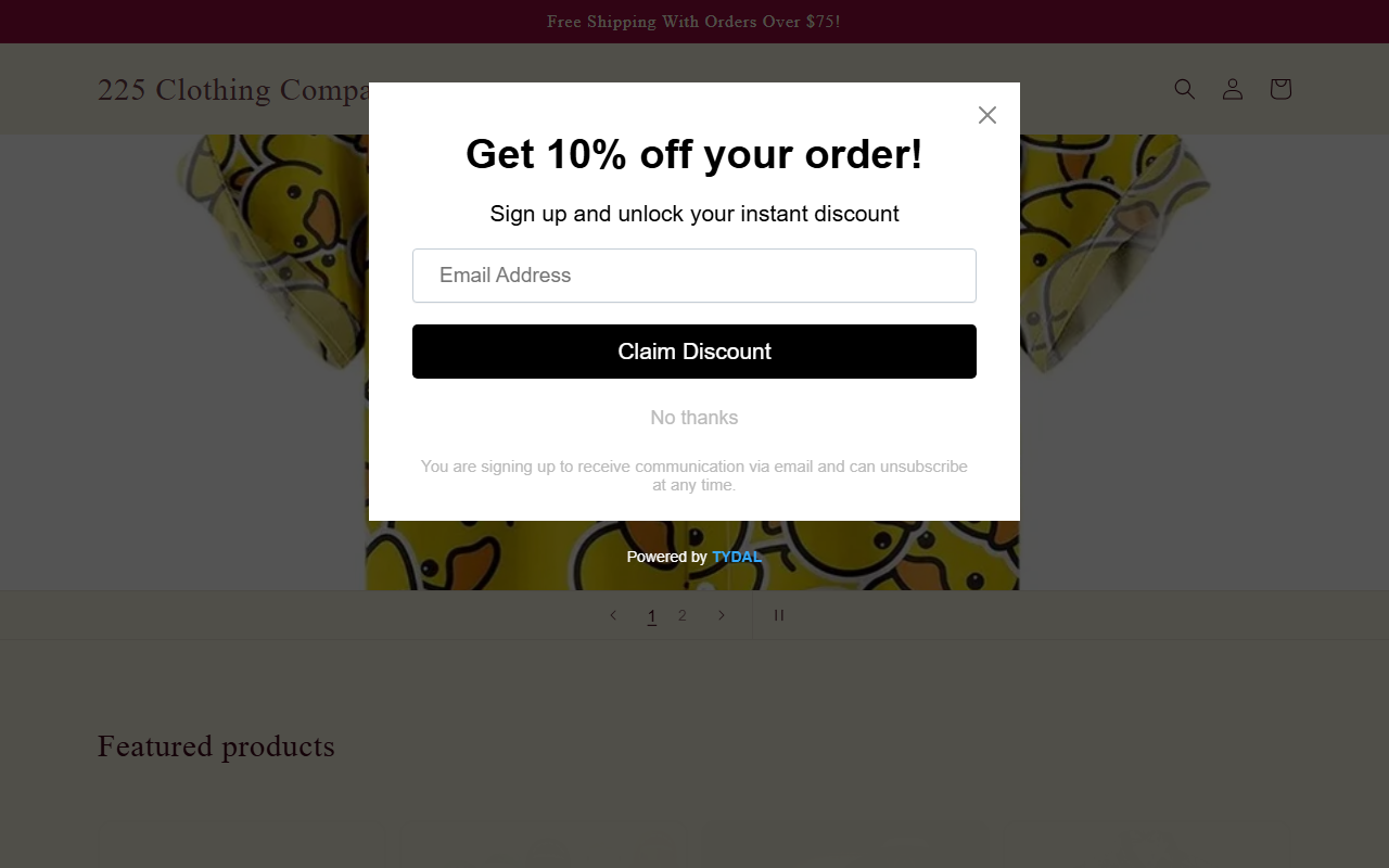 225clothing.com screenshot
