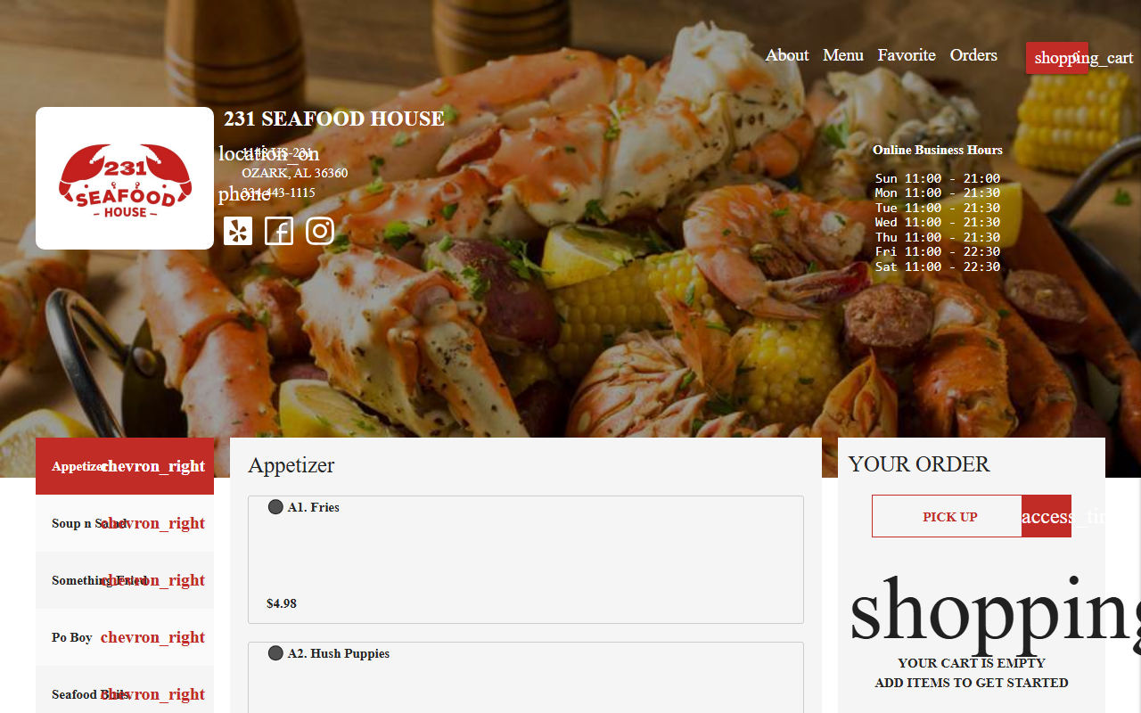 231seafoodhouse.com screenshot
