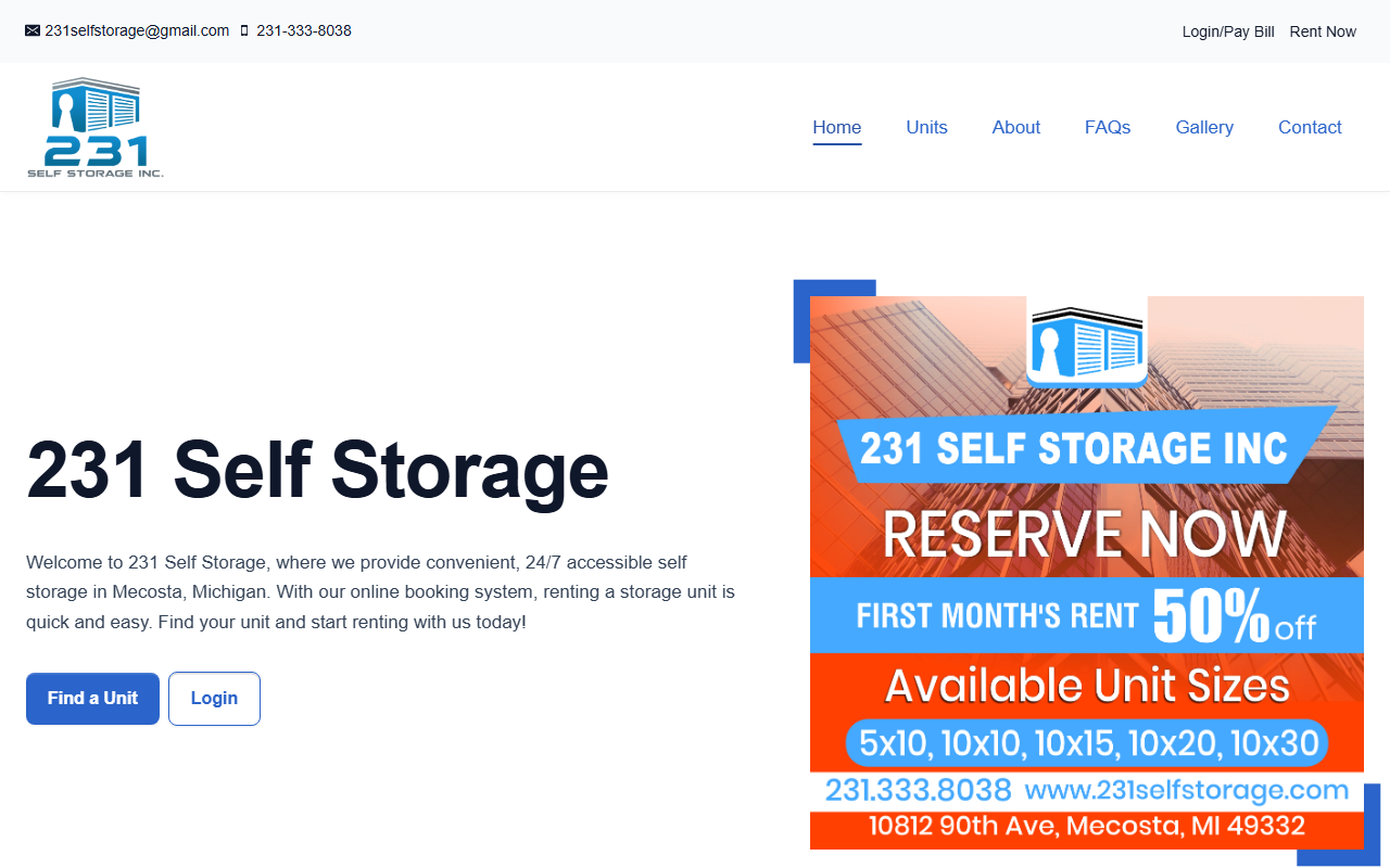 231selfstorage.com screenshot