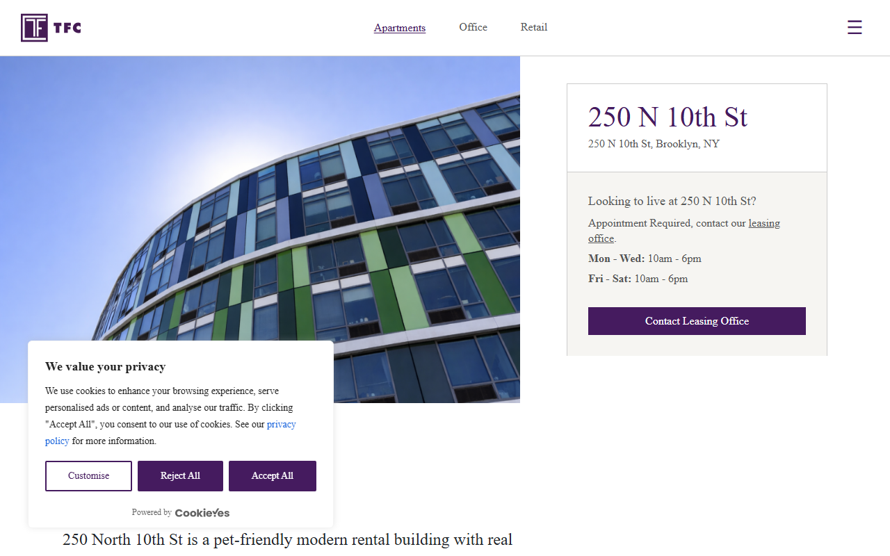 250n10apartments.com screenshot