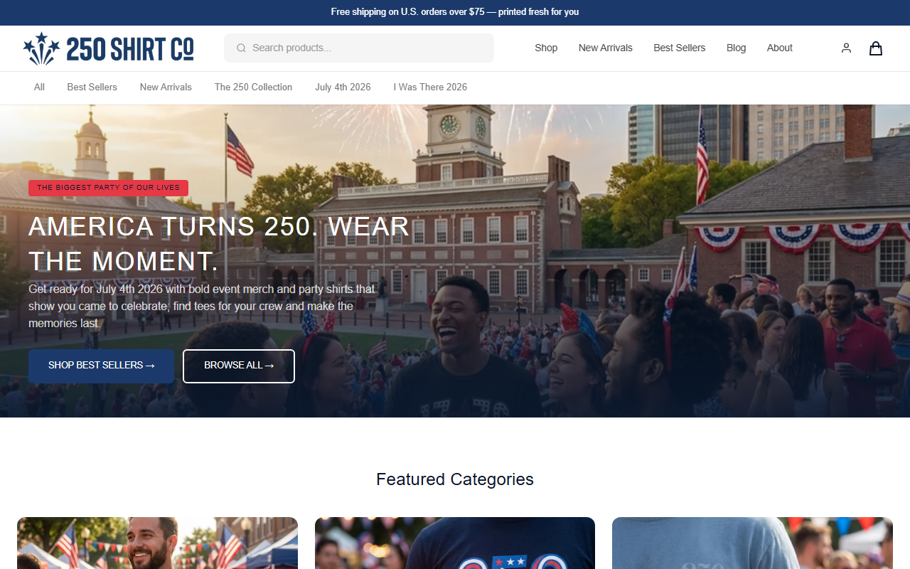 250shirtco.com screenshot