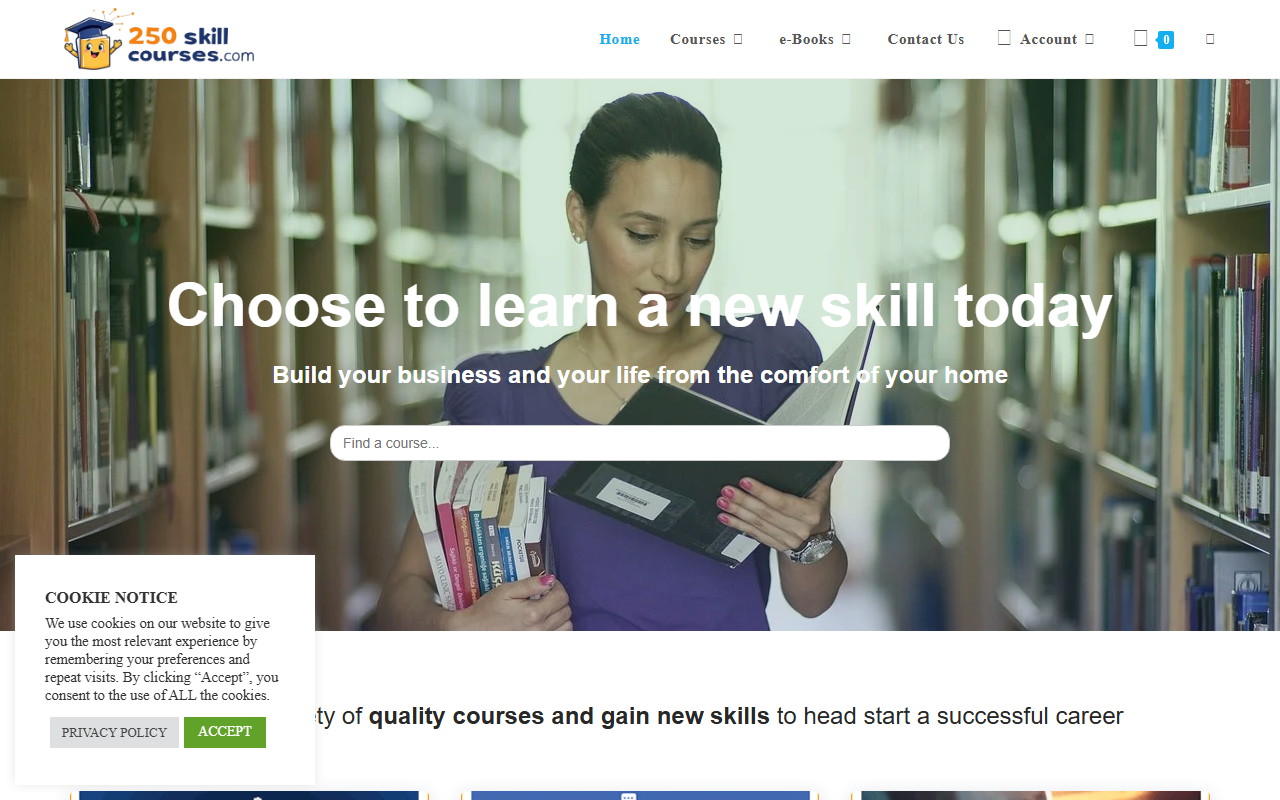 250skillcourses.com screenshot